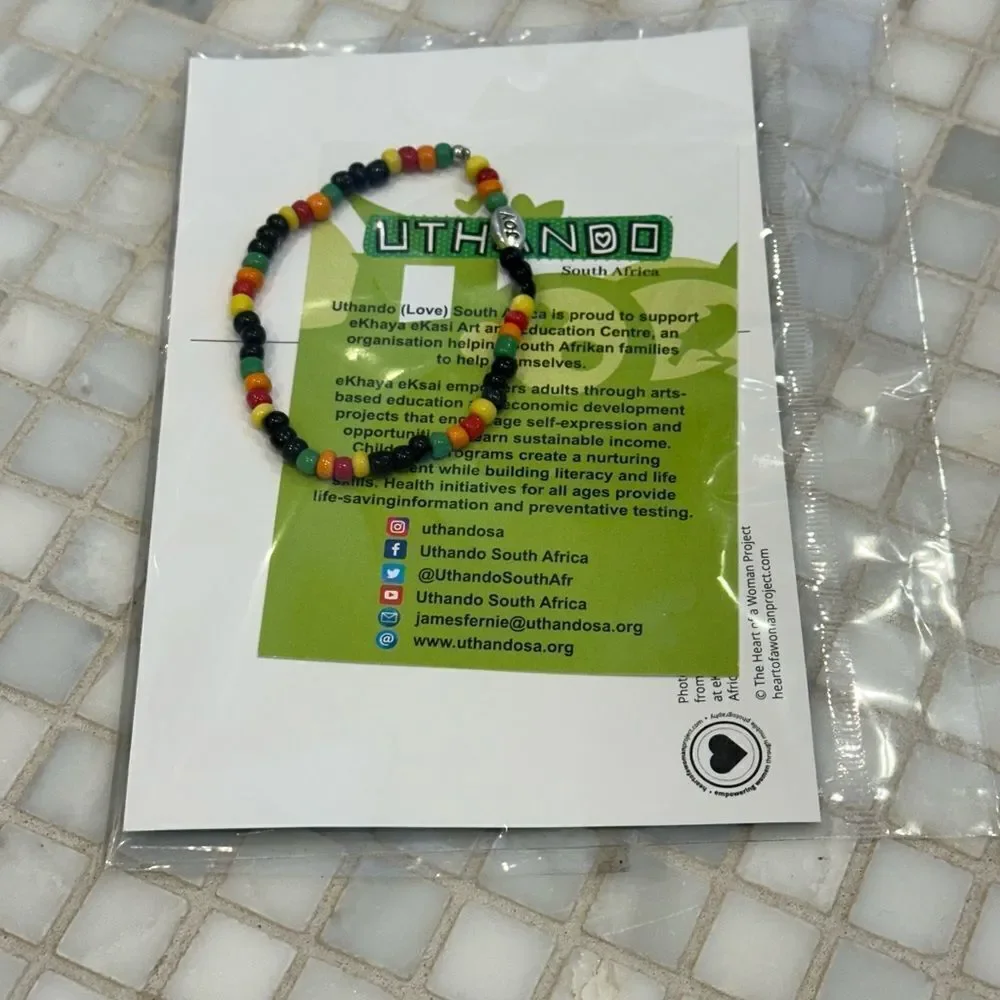 South African Beaded Bracelet with Silver Joy Charm